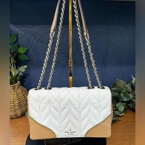 Kate Spade Tan & White Crossbody/Shoulder Bag